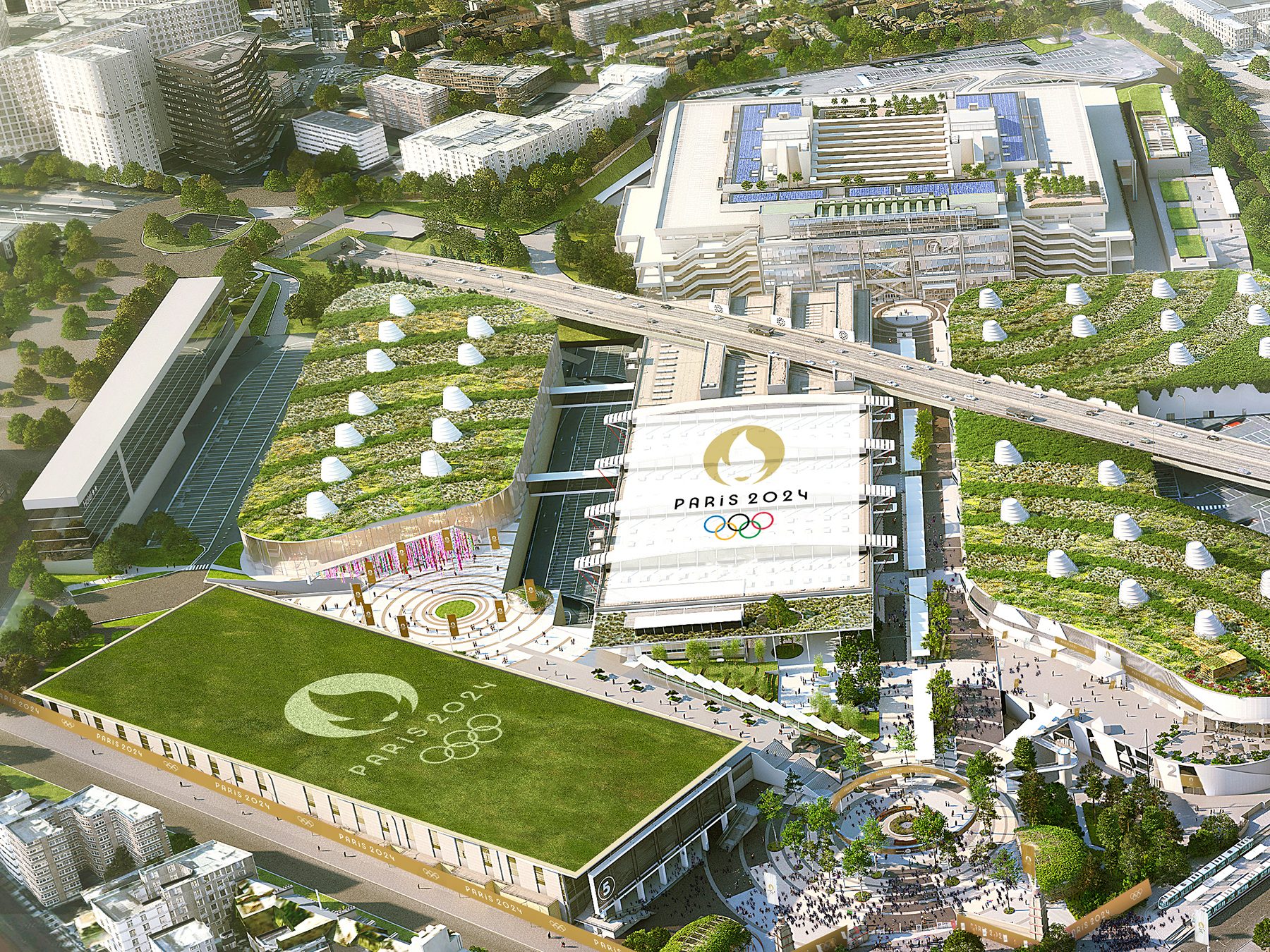 A computer-generated image of the South Paris Arena and rest of the Paris Expo at Porte de Versailles.